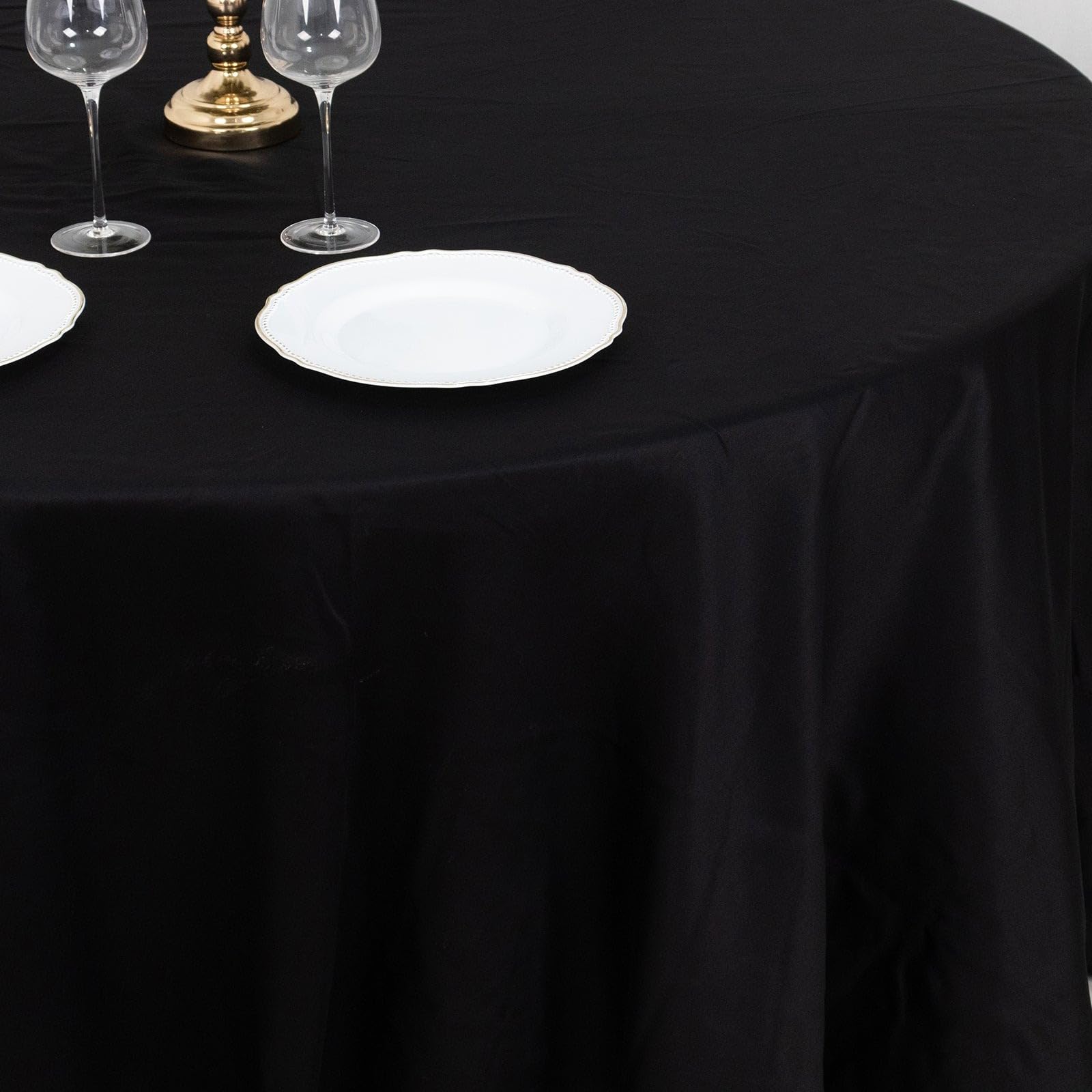 Balsacircle 120-Inch Black Premium Round Cotton Tablecloth Table Linens Wedding Party Events Decorations Kitchen Dining
